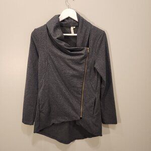 My Beloved Sweatshirt Grey Asymmetrical Zip Cowl Neck Pockets - Size S